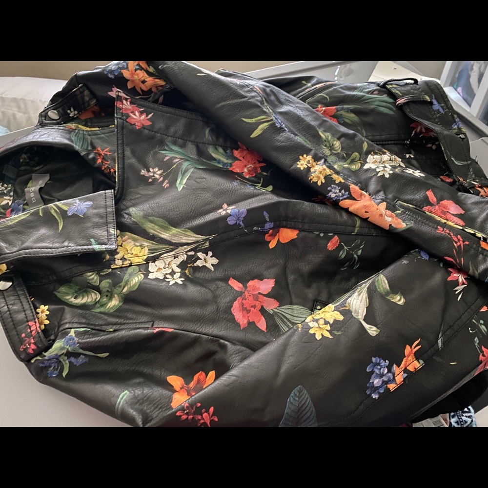 Bagatelle Floral Faux Leather Jacket